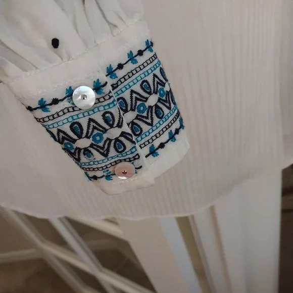 Veronica Beard Carta Embroidered Silk & Cotton Blouse - Picture 5 of 5